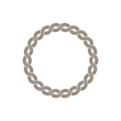 Round rope frame. Circle ropes, rounded border and decorative marine cable frame circles.