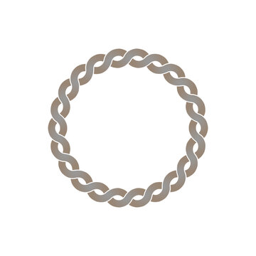 Round rope frame. Circle ropes, rounded border and decorative marine cable frame circles.