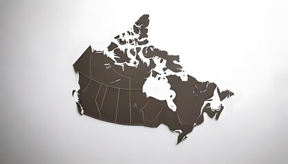 silhouette of a map of the country of canada on a plain white background