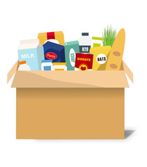 Food Donation Cardboard Box Illustration Transparent PNG Vector Clipart 