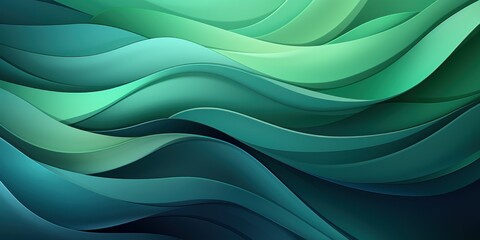 Abstract wavy design in shades of green and blue, evoking fluidity and movement.