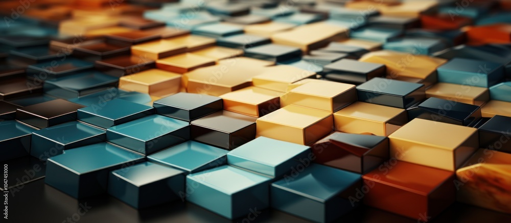 Poster a close-up of colorful, glossy cubes arranged in a dynamic, abstract pattern.