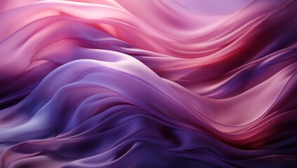 A flowing abstract design featuring soft, wavy fabric-like textures in shades of pink and purple.