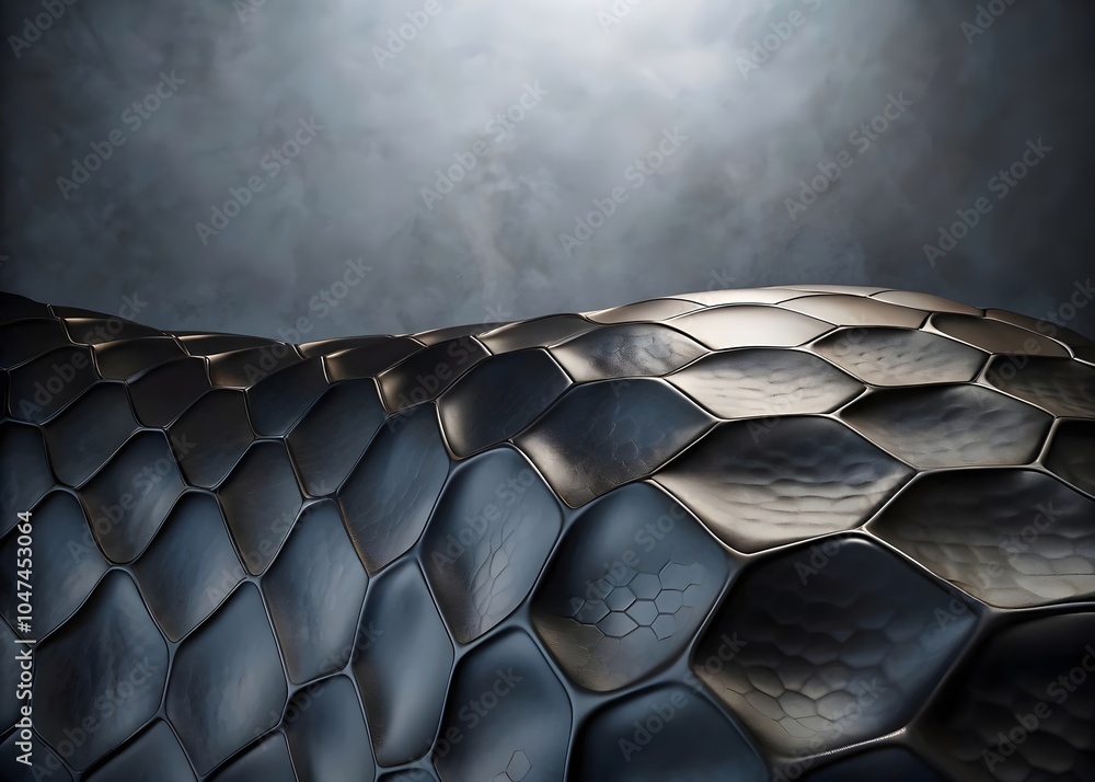Poster dynamic hexagonal pattern textured surface lighting reflection abstract design