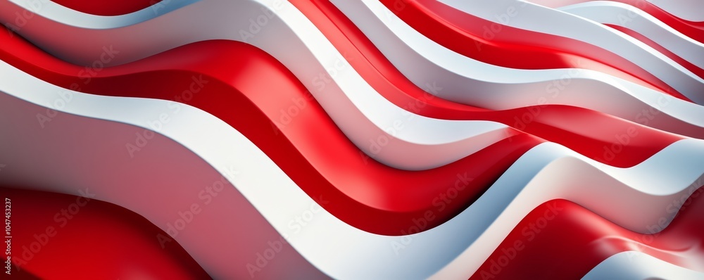 Aufkleber red and white wavy stripes creating an abstract background design