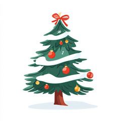 beautifully decorated Christmas tree adorned with colorful ornaments and bright red bow on top, evoking joyful spirit of holiday season