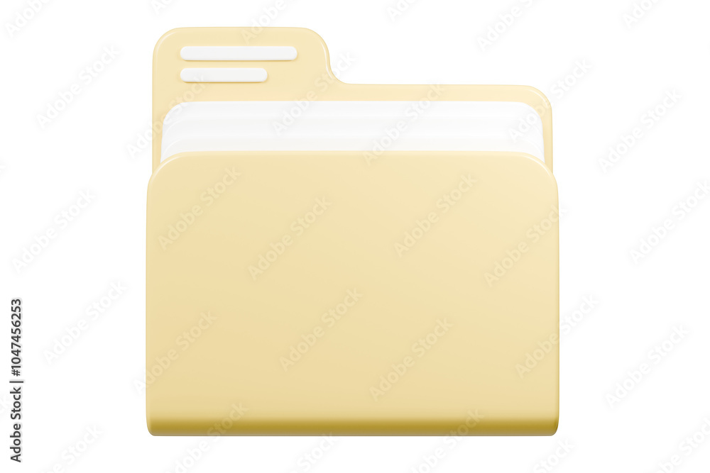 Poster 3d folder file icon. minimal office files folder data storage bank data office files fold icon. docu