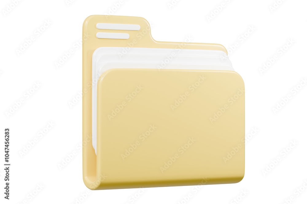 Poster 3d folder file icon. minimal office files folder data storage bank data office files fold icon. docu