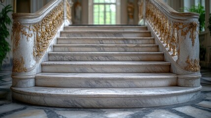 Grand stone staircase with elegant, worn marble steps and ornate details captures the essence of timeless elegance and historical grandeur.