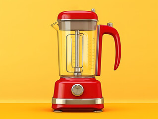 Vibrant Red Blender on Yellow Background