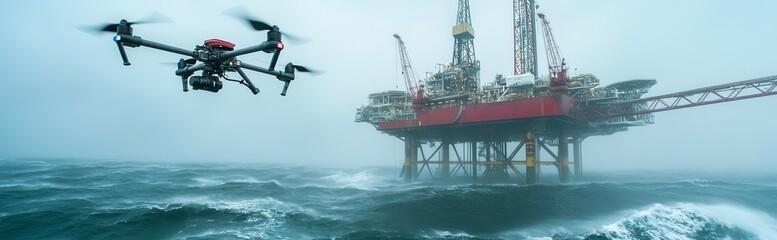 Drone industry, evolving technology for sea-based gas drilling, innovative and future-forward.