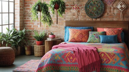 Cozy Colorful Bedroom with Bohemian Decor