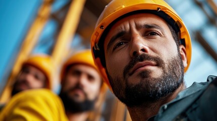 Migrant workers discussing work schedules with local colleagues, highlighting the importance of communication and cooperation in the workplace