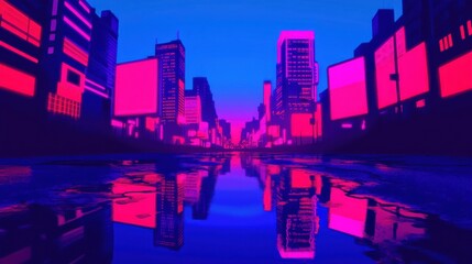 Neon Cityscape in Synthwave Style