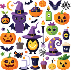 Halloween Witch Bats Pumpkins Spooky Party Decorations