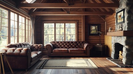 Cozy Rustic Living Room with Stylish Furnishings