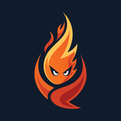 Fierce Flame Mascot Logo Icon - Modern Fiery Character Design