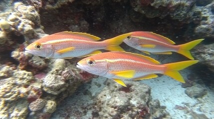 Fototapeta premium Vibrant Tropical Fish Swimming in Coral Reef