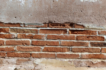 white concrete and red brick wall for home design. Textured background