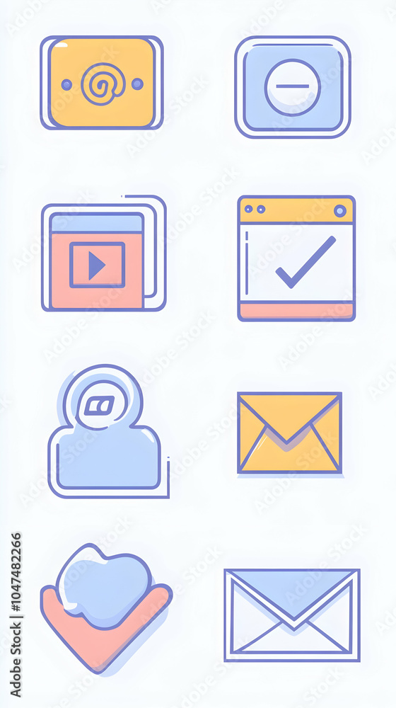 Poster colorful and simple icons for website and app design.