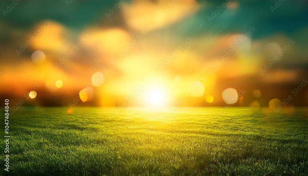 Poster warm colors blur in sunlight with bokeh green energy and sunny orange light patterns on a p_1(729)