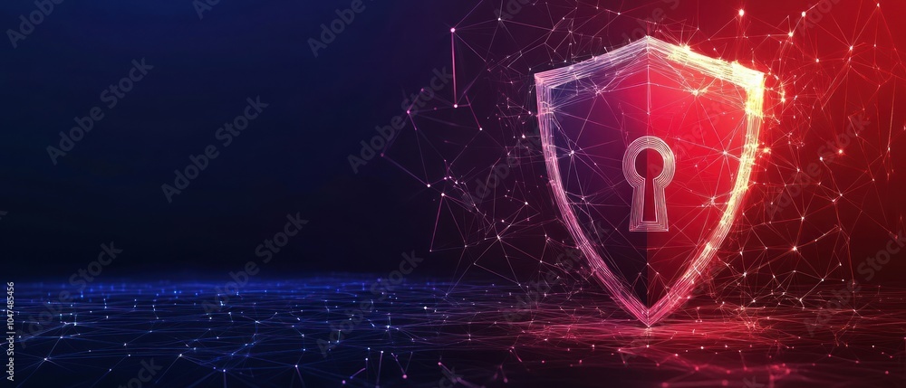 Aufkleber a digital shield with a keyhole, symbolizing cybersecurity and data protection.