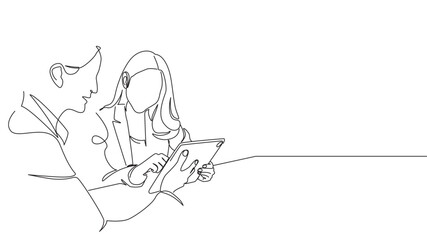 business woman line art style vector illustration