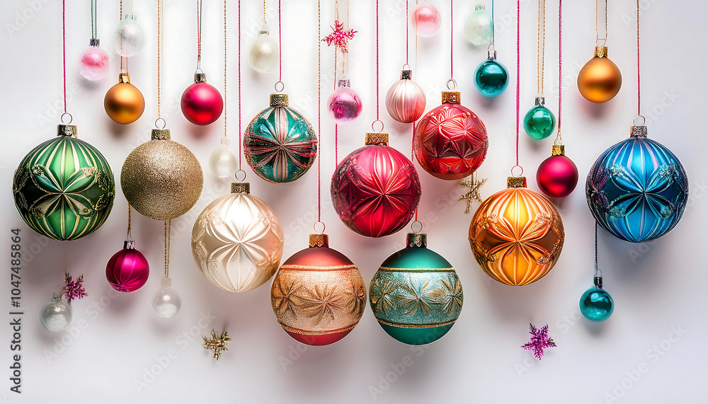 Poster vibrant ornaments hang around a white surface with festive colors and patterns creating_1(724)