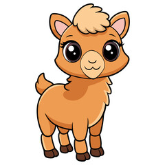 Cute Cartoon-Style Llama with a Smile