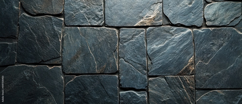 Poster a textured surface of dark slate tiles arranged in a pattern.