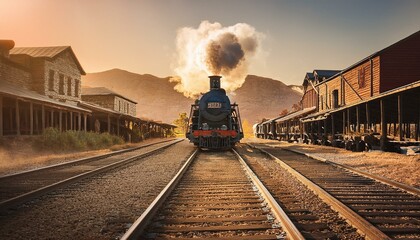 Fototapeta premium Tren de vapor, en un ppoblado del viejo oeste