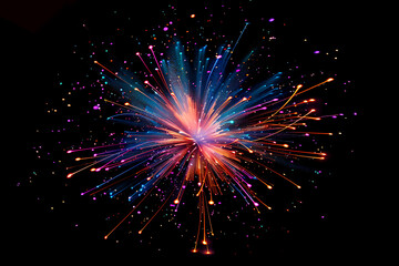 Colorful fireworks on a black background by AI generative