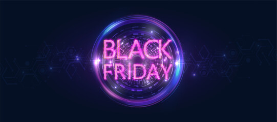 Bright Black Friday Web Banner for Sale and Advertising Design. Vector