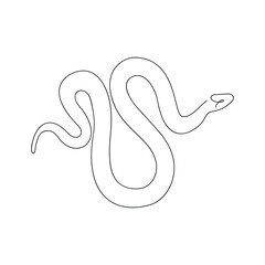 Snake in one continuous line. One line drawing, minimalism. Vector illustration.