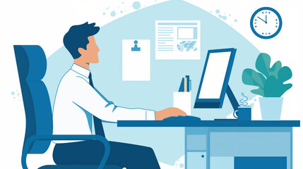 Professional man working at a modern office desk
