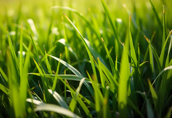green grass in the morning