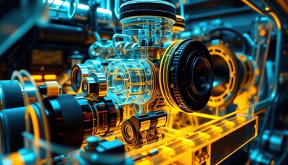 Fototapeta premium Futuristic mechanical components in motion