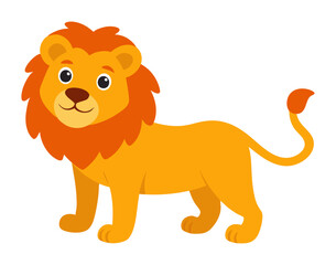 Obraz premium cute lion animal flat style isolated on white background. Vector illustration