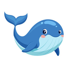 Obraz premium cute whale animal flat style isolated on white background. Vector illustration