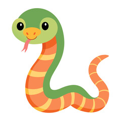Fototapeta premium cute snake animal flat style isolated on white background. Vector illustration