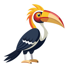 hornbill bird flat style isolated on white background. Vector illustration