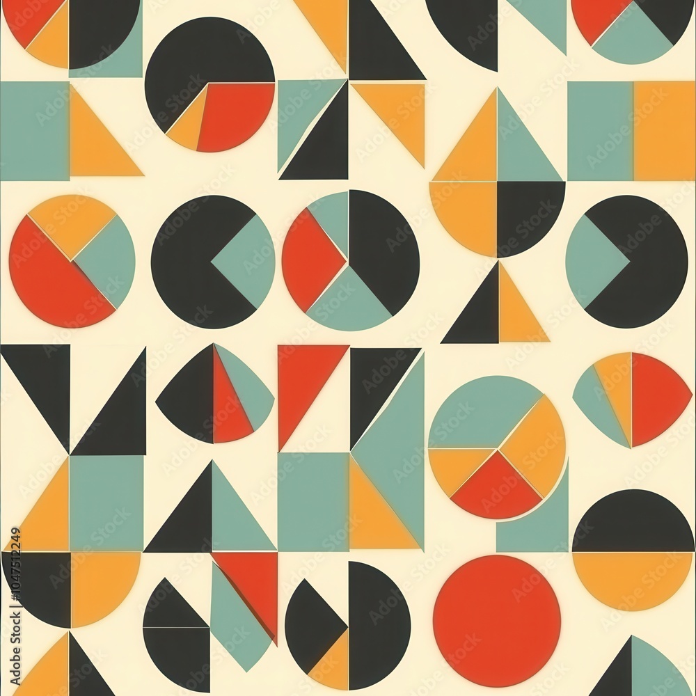 Aufkleber this artwork features diverse geometric shapes in vibrant colors, arranged in an engaging pattern ag