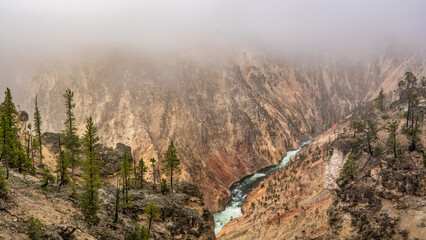 Grand Canyon of the Yellowstone River from Inspiration point on the north rim trail