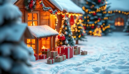 Magical winter wonderland with christmas decorations