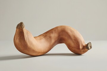 Twisted squash with a creamy texture on plain background