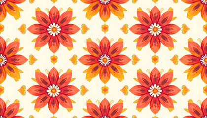 Obraz premium Abstract Retro floral seamless pattern isolated with white highlights, png