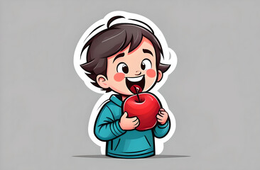 Boy nibbling on an apple
