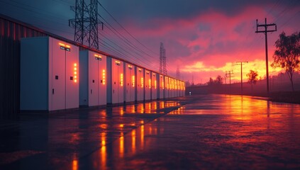 Fototapeta premium Electric Panels at Sunset