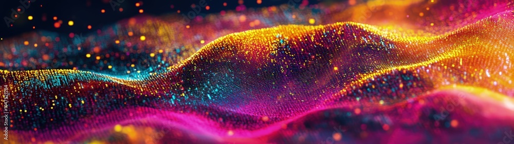 Aufkleber abstract colorful waves with sparkling particles, evoking a sense of movement and energy.