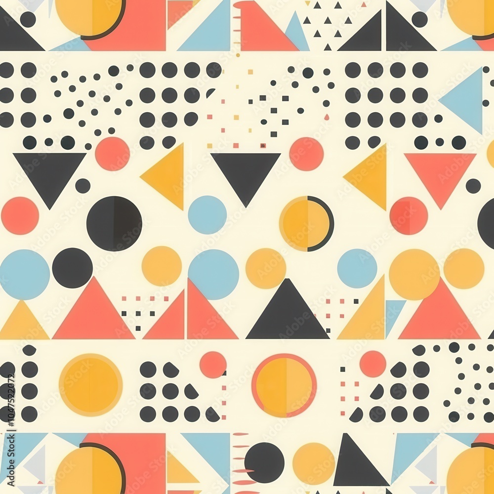 Poster a vibrant arrangement of circles, triangles, and squares showcases a playful geometric pattern in as